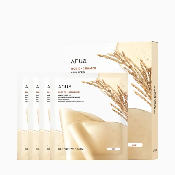 Anua Rice 70 Glow Collagen Mask 4 Stück Anua Rice 70 Glow Collagen Mask 4 Stück